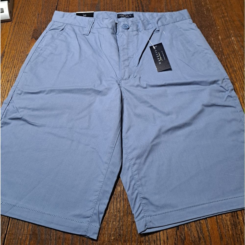New Size 30 Marquis Signature Blue Chino Cotton Shorts with Pockets NWT